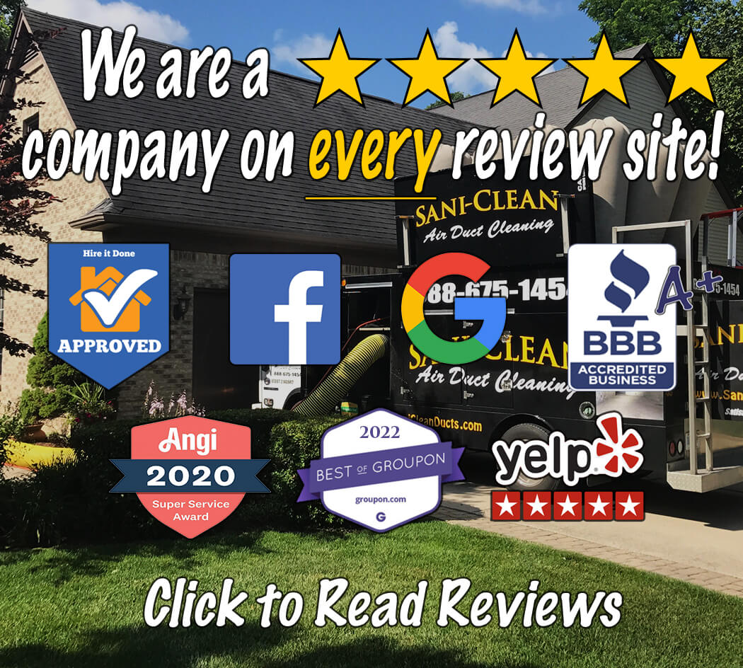 We're one of the top rated companies in the air duct cleaning industry, and 5 stars on every platform